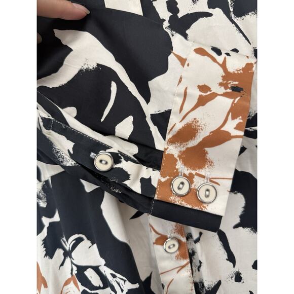 Soft Surroundings Sz 14 Moonglow Midi Dress Button Down Tiered Fall Black Brown - Picture 5 of 15